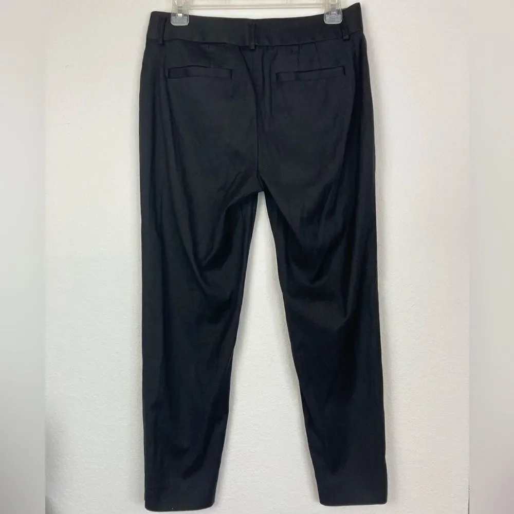 Banana Republic Stretch cotton black textured cropped trousers w/side zippers